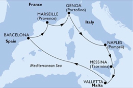 MSC Seaview krstarenje zapadnim mediteranom ruta puta